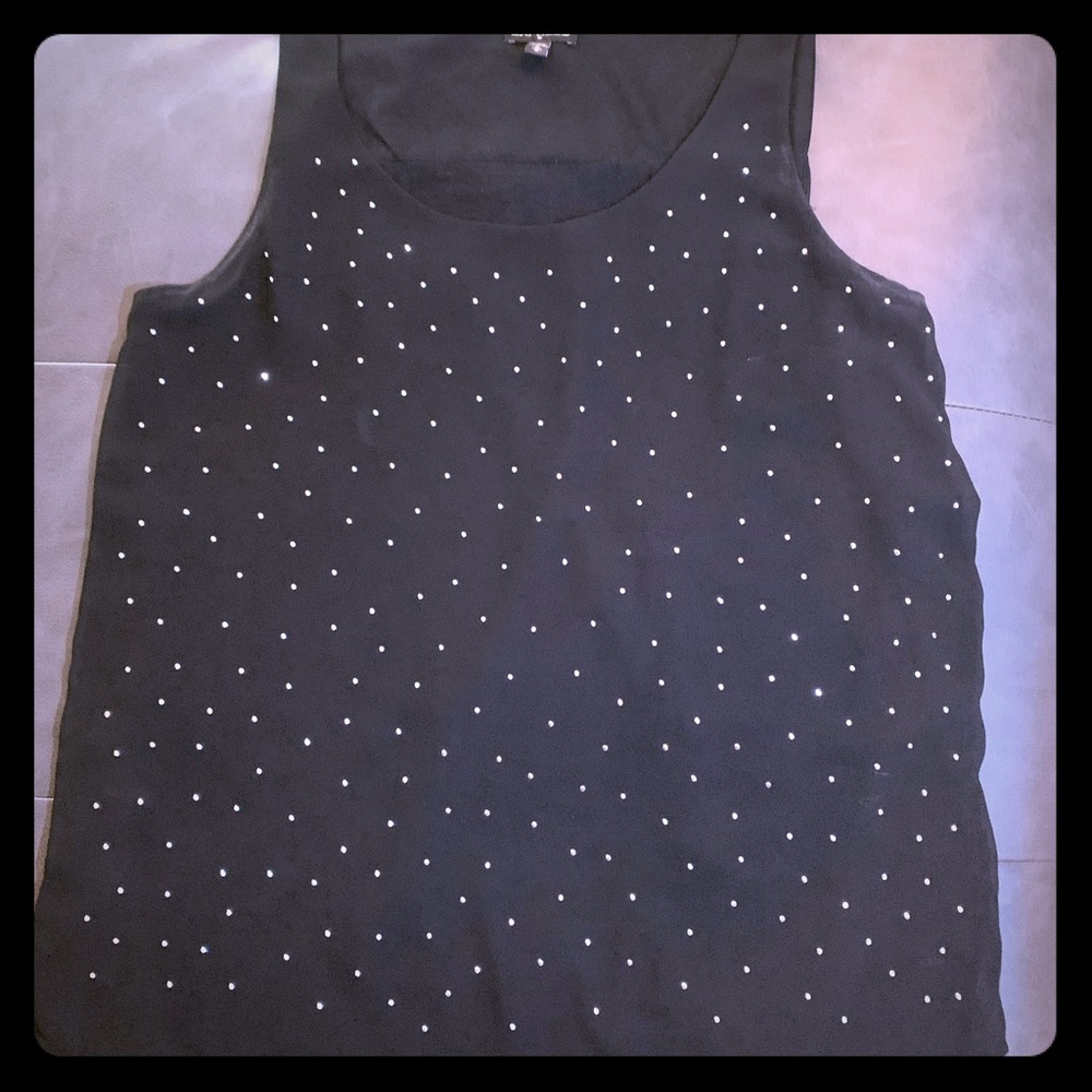 Rhinestone sparkle layered black cotton tank
